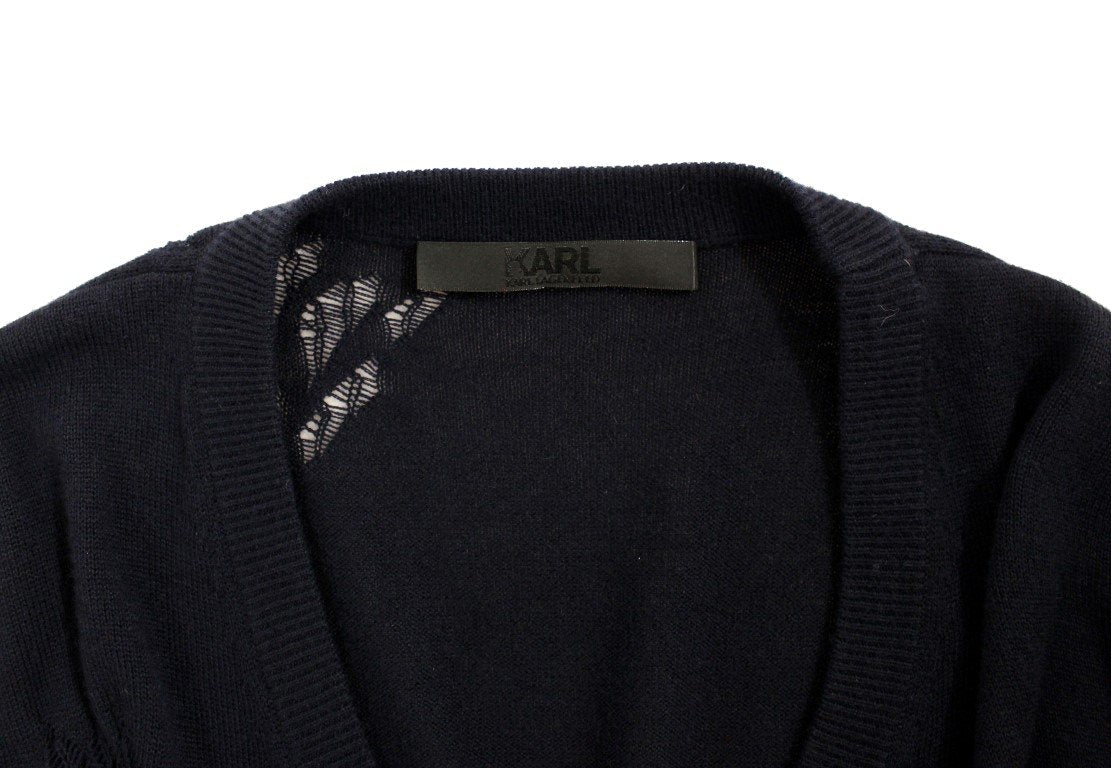 Blue wool cardigan sweater