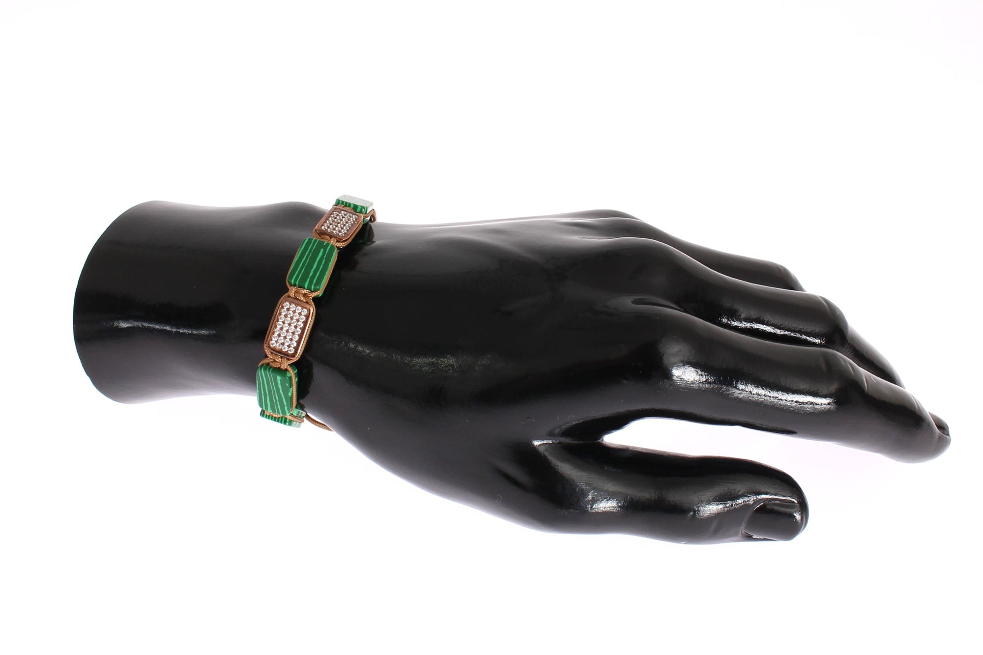 CZ Malachite 18K Gold 925 Bracelet