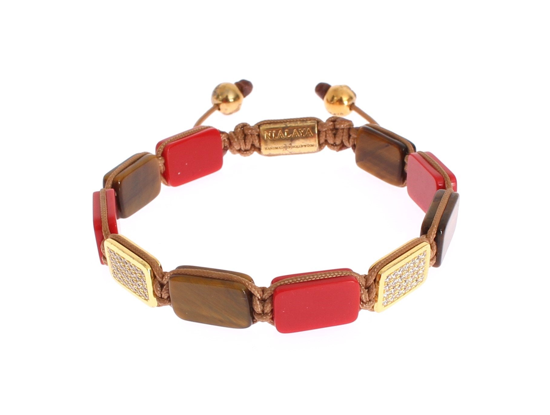 CZ Tiger Eye Coral Gold 925 Bracelet