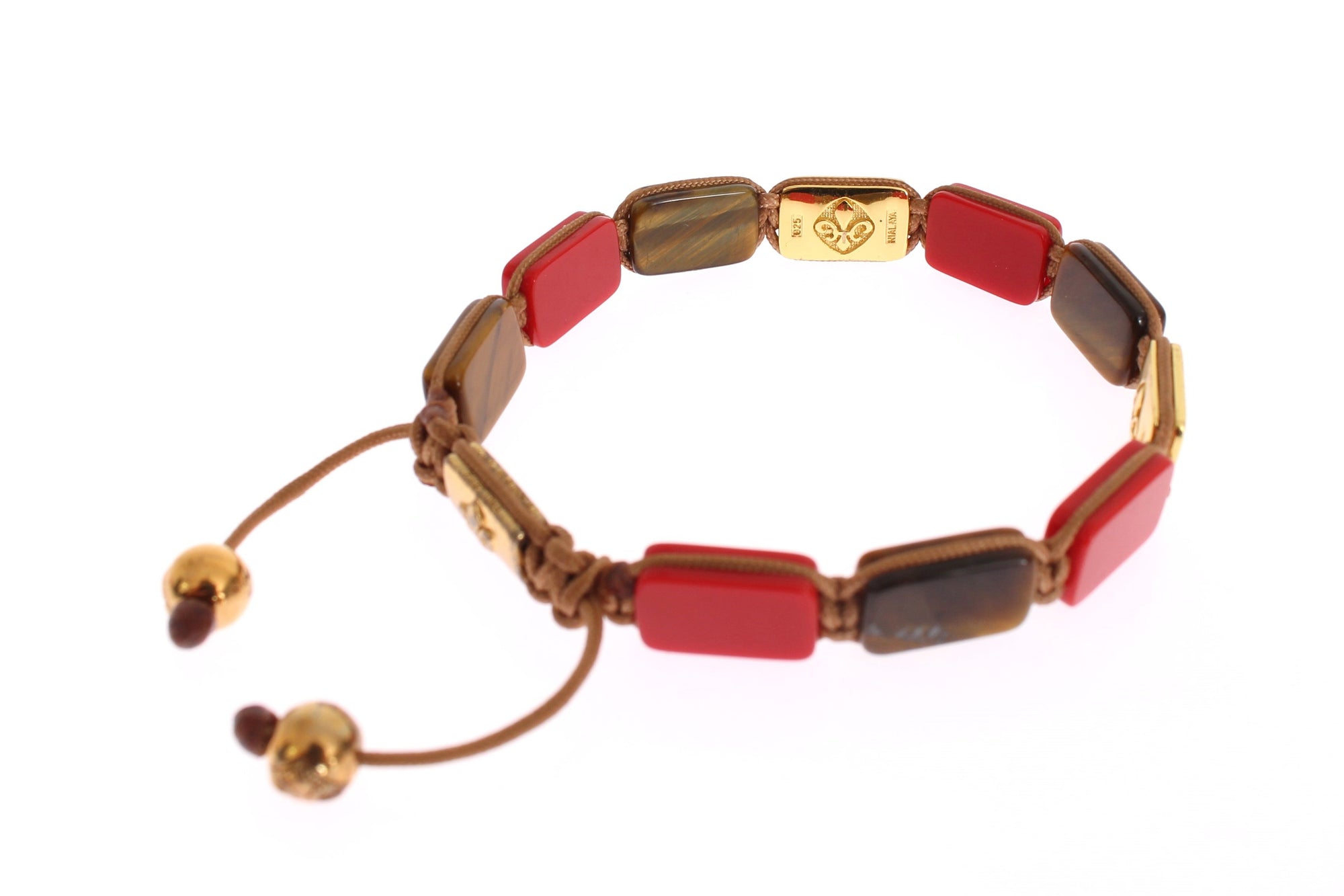 CZ Tiger Eye Coral Gold 925 Bracelet