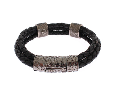 CZ Cord Leather Rhodium 925 Bracelet