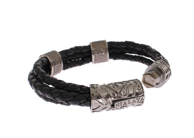 CZ Cord Leather Rhodium 925 Bracelet