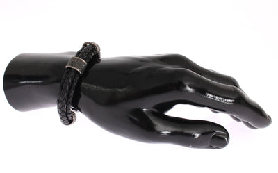 CZ Cord Leather Rhodium 925 Bracelet