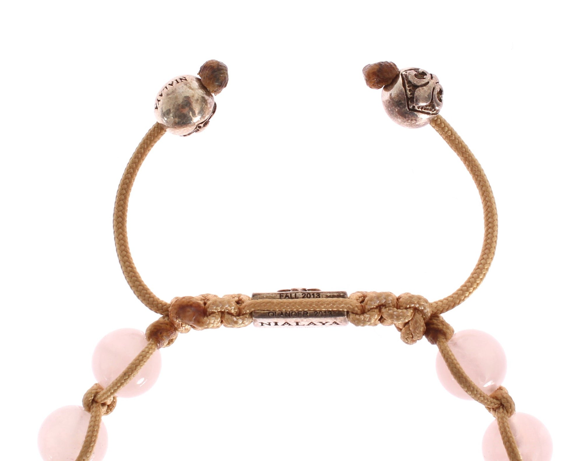 Rose Quartz CZ 925 Silver Logo Bracelet