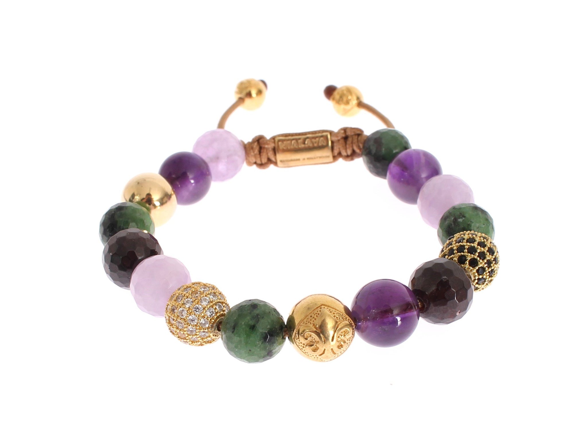 CZ Amethyst Garnet Gold 925 Bracelet
