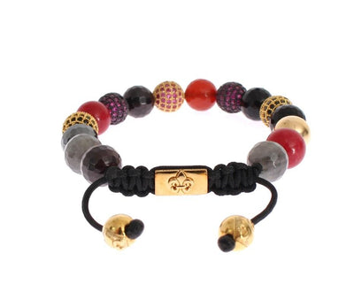 Red Jade Labrodite Hematite Gold 925 Bracelet