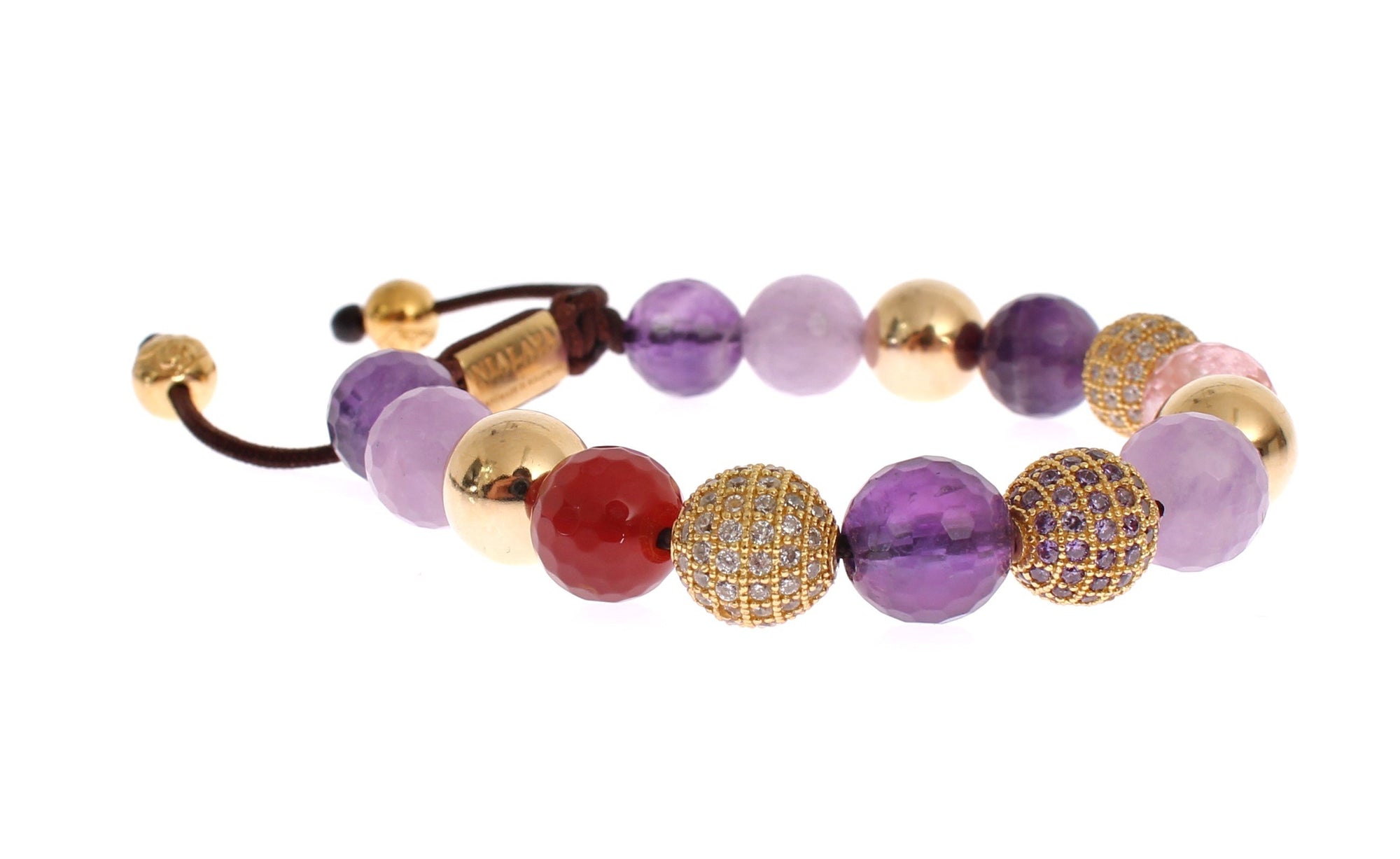 CZ Quartz Jade Amethyst Gold 925 Bracelet