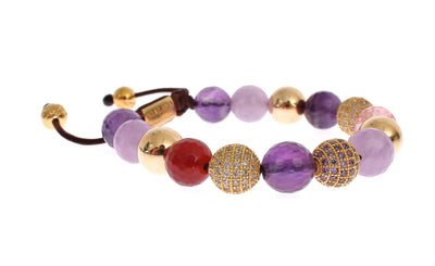 CZ Quartz Jade Amethyst Gold 925 Bracelet