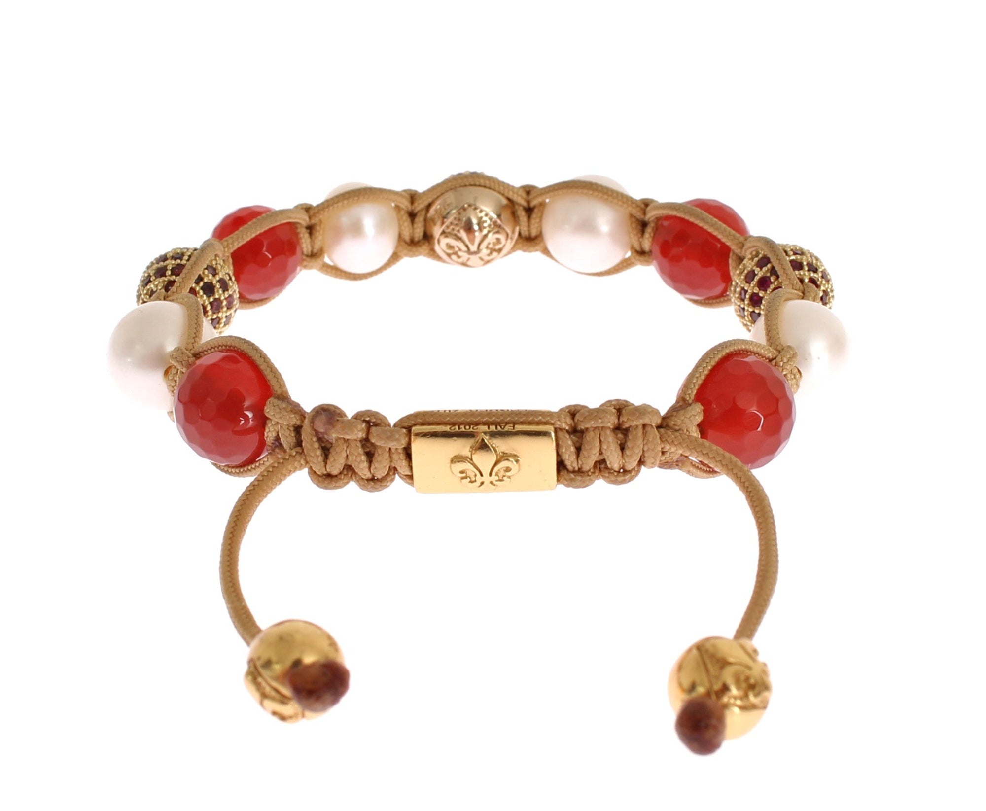 CZ Carnelian Sea Pearl Gold 925 Bracelet