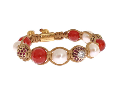 CZ Carnelian Sea Pearl Gold 925 Bracelet