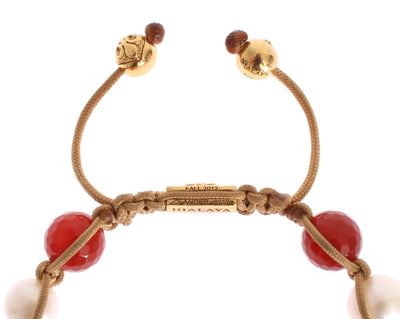 CZ Carnelian Sea Pearl Gold 925 Bracelet