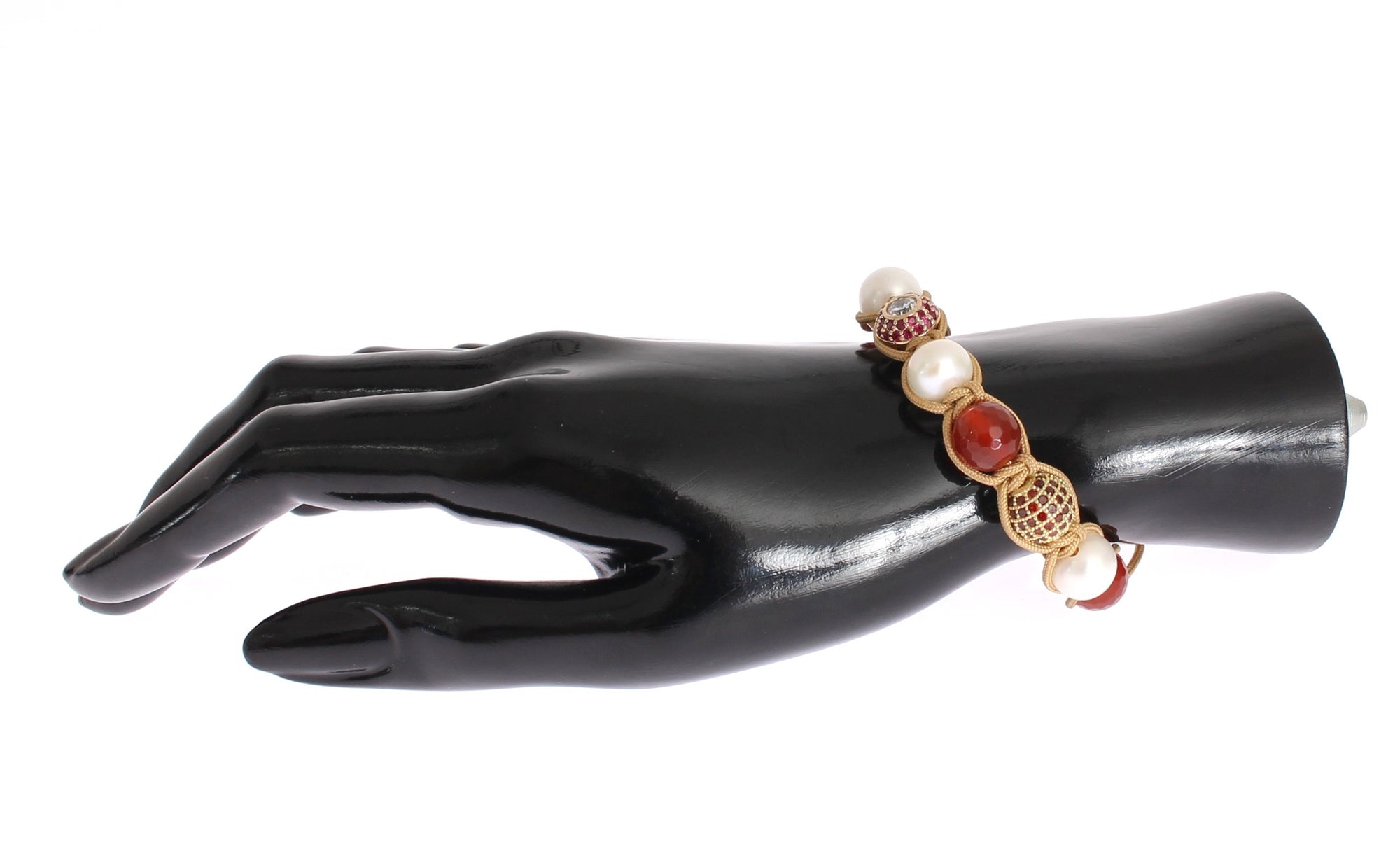 CZ Carnelian Sea Pearl Gold 925 Bracelet