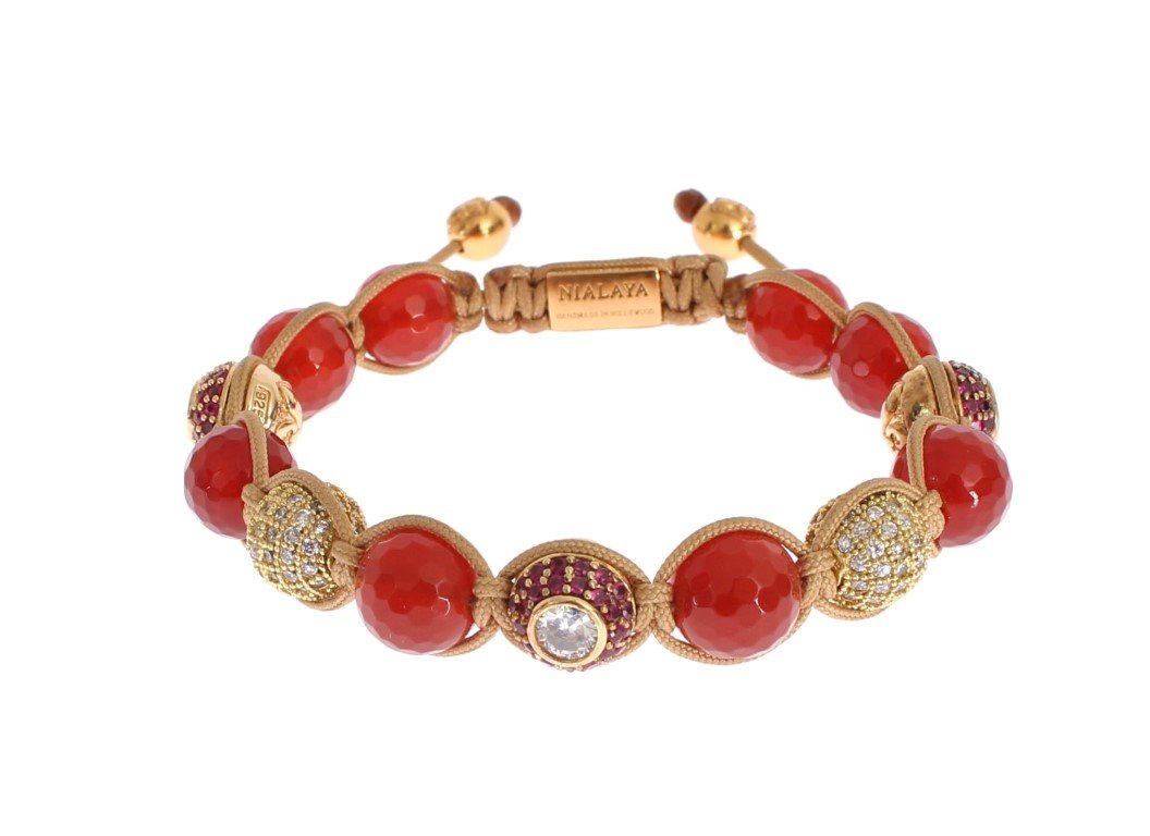CZ Carnelian 14K Gold 925 Silver Bracelet