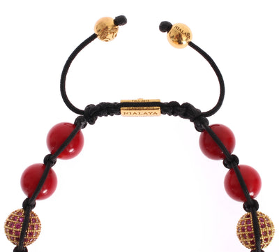 CZ Red Coral 18K Gold 925 Silver Bracelet