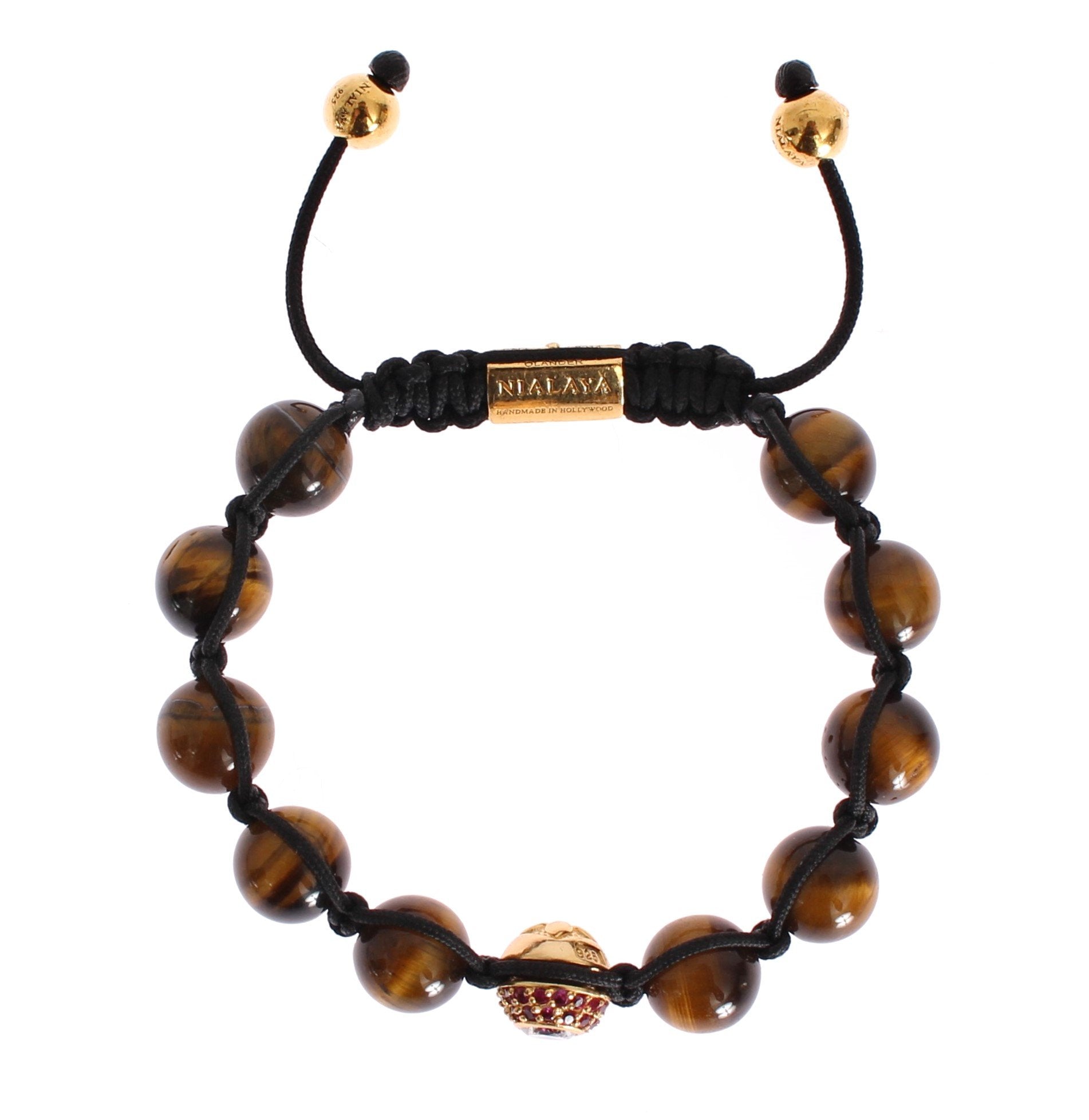 CZ Tiger Eye 18K Gold 925 Silver Bracelet