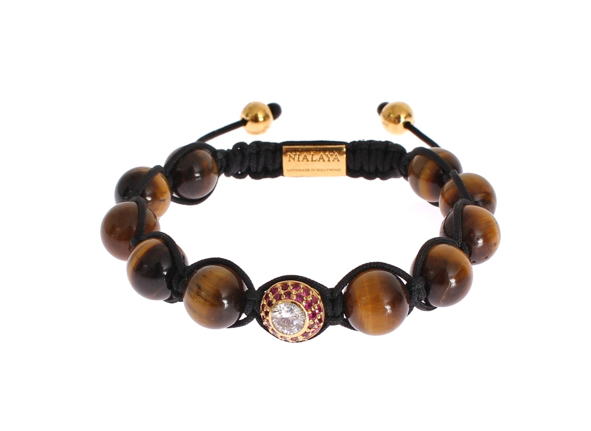 CZ Tiger Eye 18K Gold 925 Silver Bracelet