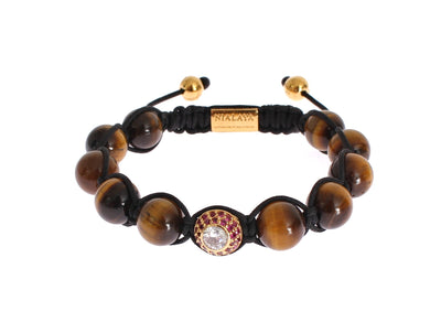 CZ Tiger Eye 18K Gold 925 Silver Bracelet