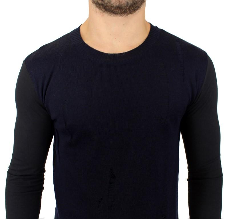 Blue wool crewneck sweater