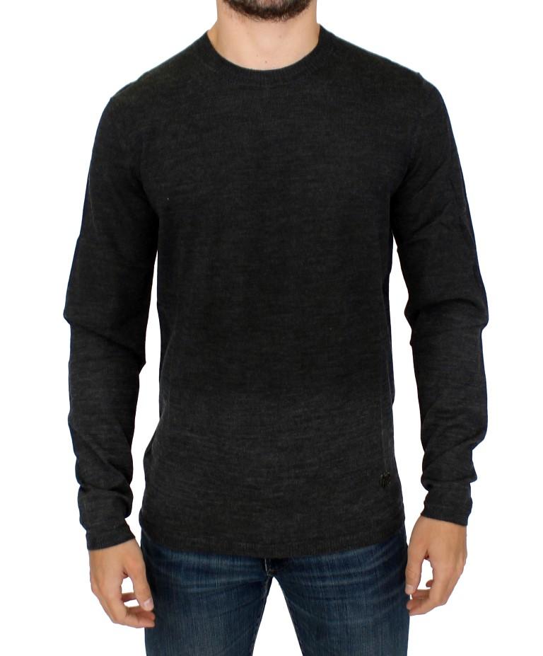 Gray wool crewneck sweater