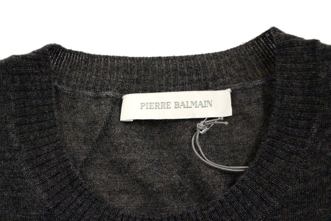 Gray wool crewneck sweater