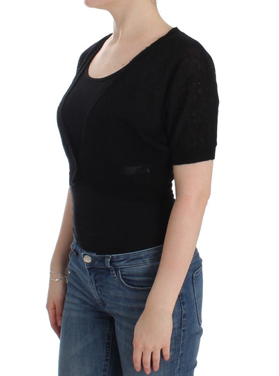 Lingerie Knit Black Wool Sweater Cardigan