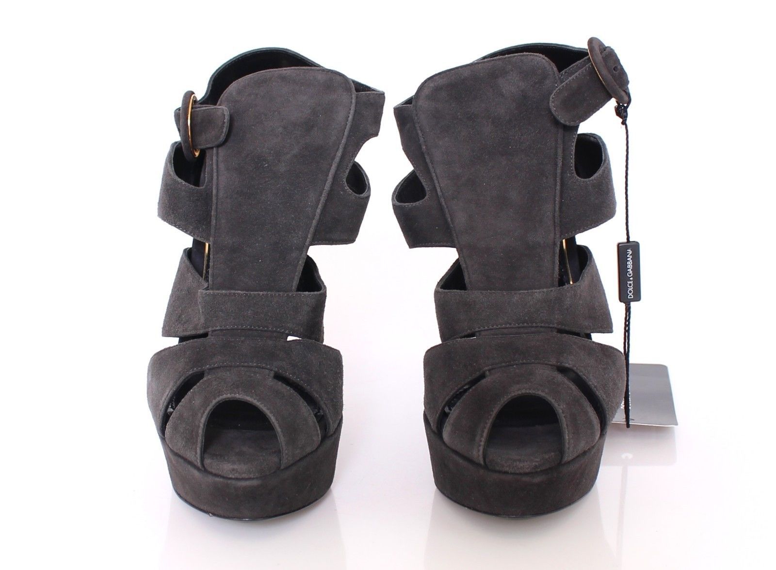 Gray Suede Platform Pumps Sandals Shoe Heels