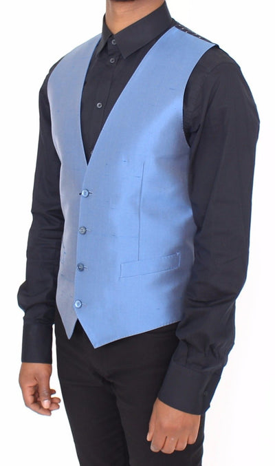 Blue Silk Dress Vest Blazer Jacket