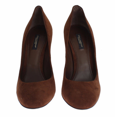 Brown Suede Block Heels Classic Pumps Shoes