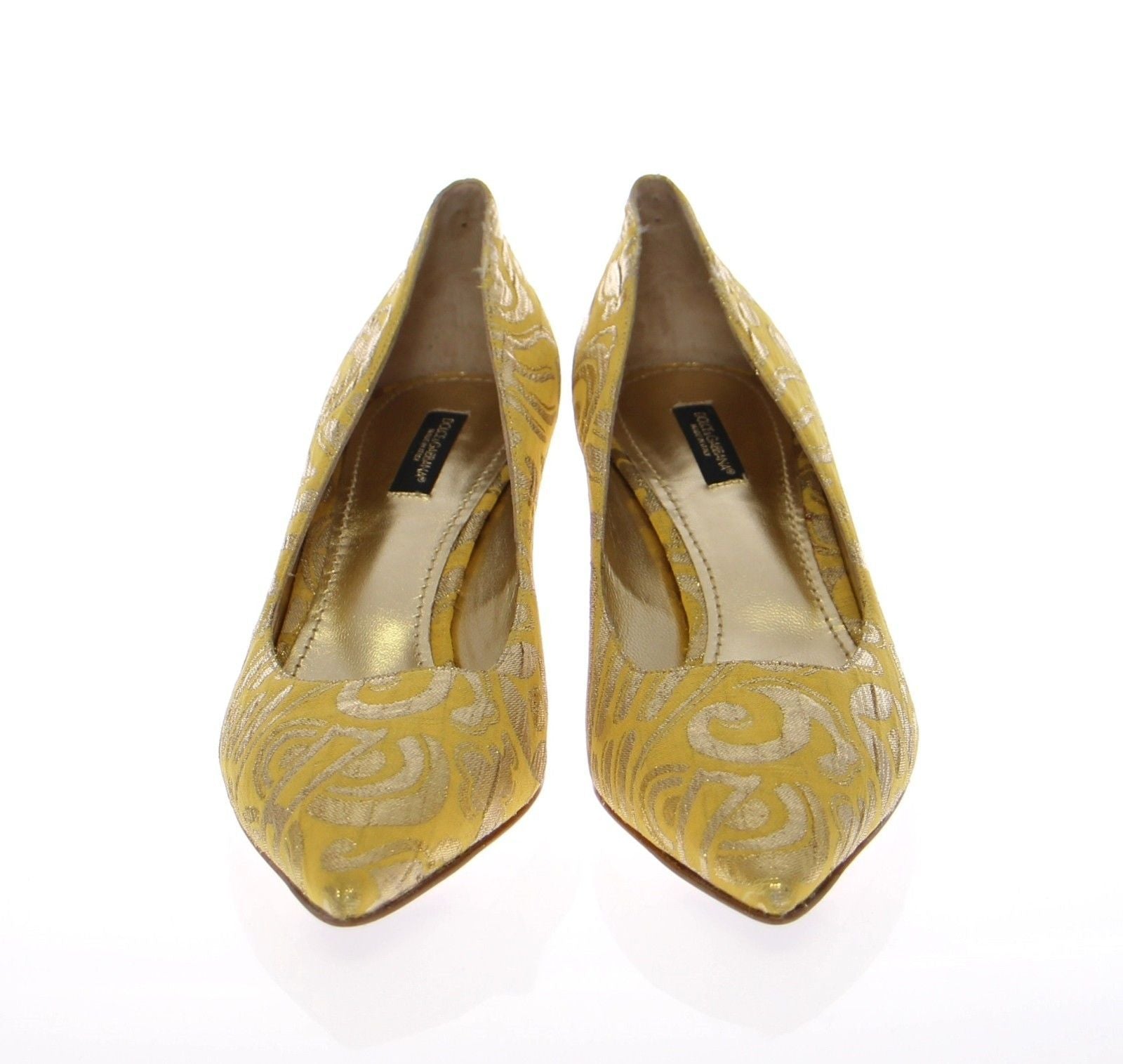 Yellow GOLD Brocade Pumps Pointy Shoes