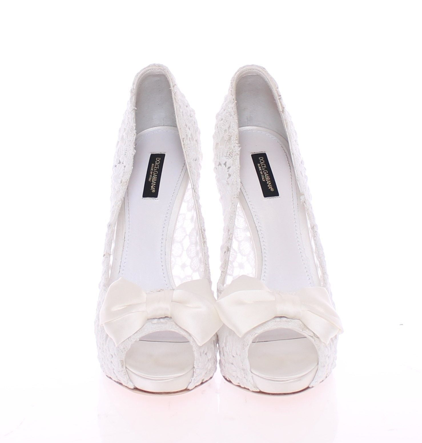 White Lace Platform Open Toes Pumps Shoes