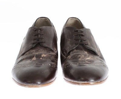 Brown Leather Wingtip Laceups Shoes