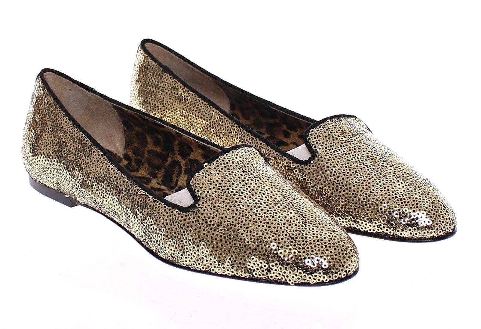 Gold Sequined Ballerinas Ballet Flats Shoes