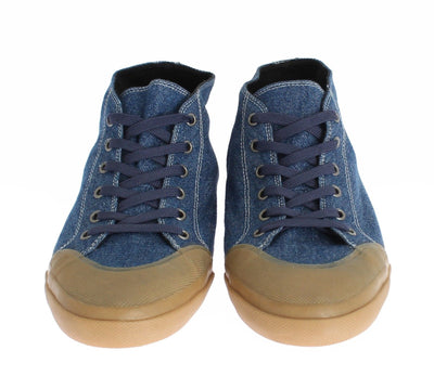Blue Denim Ankle Sneakers Laceup Shoes
