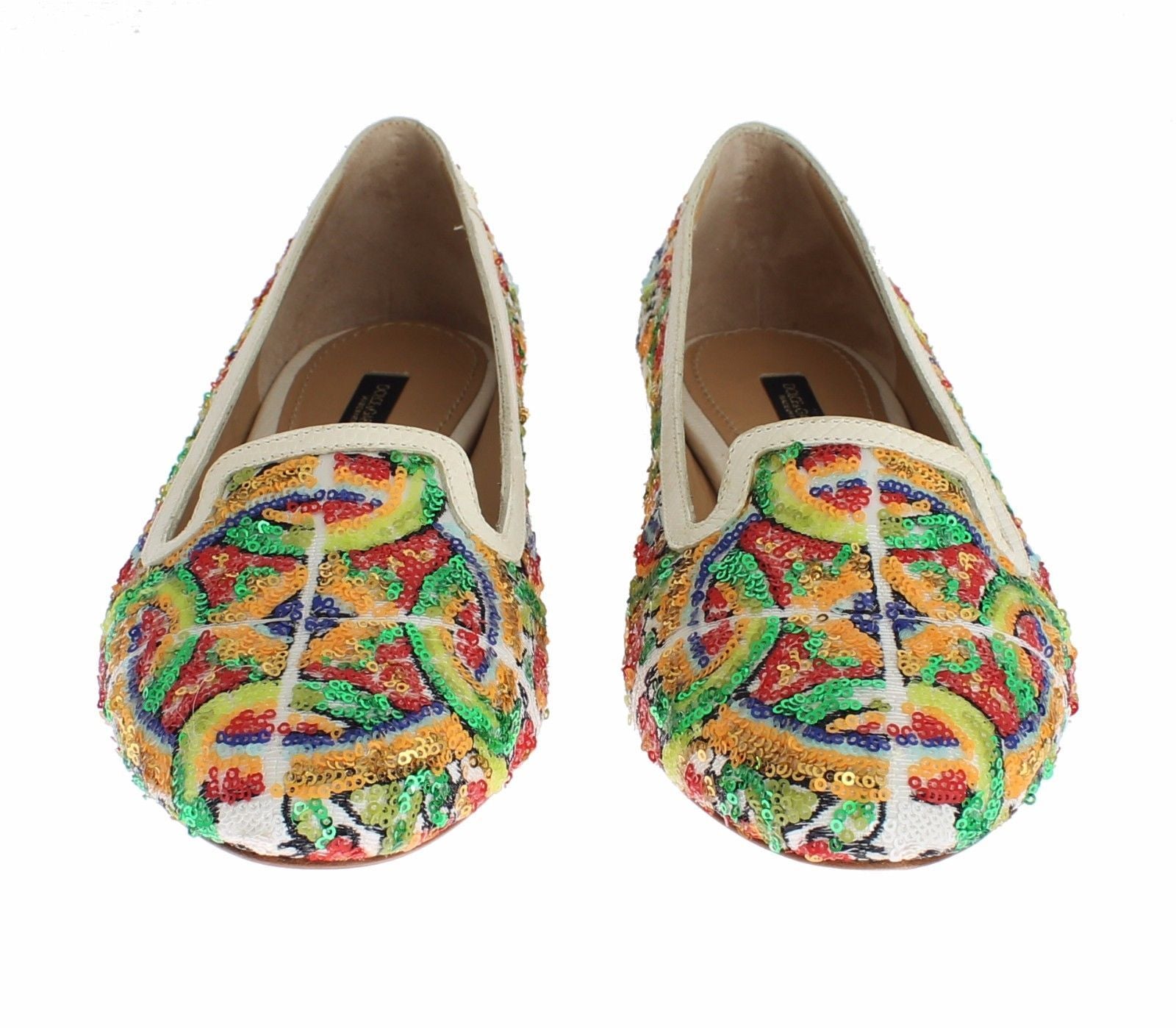 Majolica Silk Leather Sequin Loafers Shoes