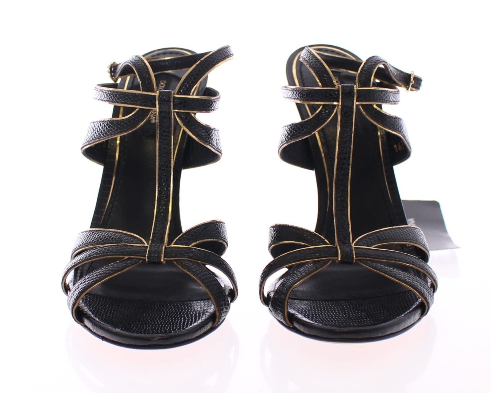 Black Leather Ankle Strap Sandals Shoes