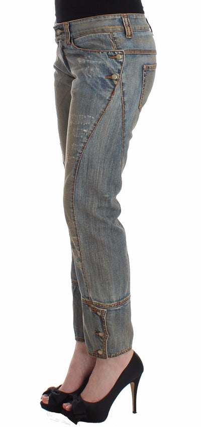 Blue Cropped Jeans Denim Pants Branded Capri