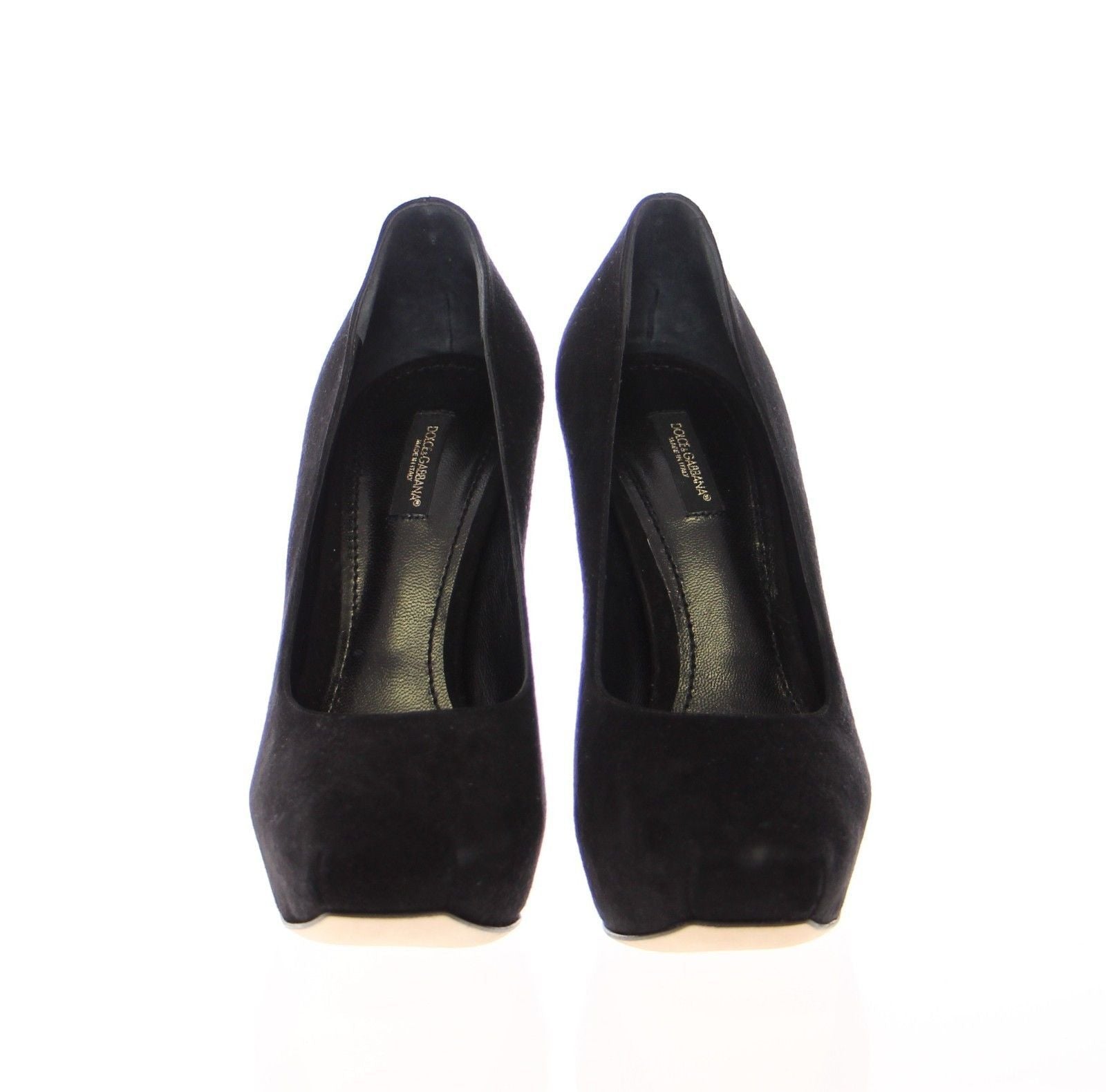 Black Suede Leather Platform Pumps Shoes