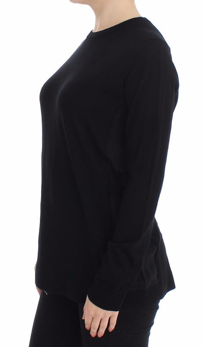 Black Wool Crewneck Sweater Pullover