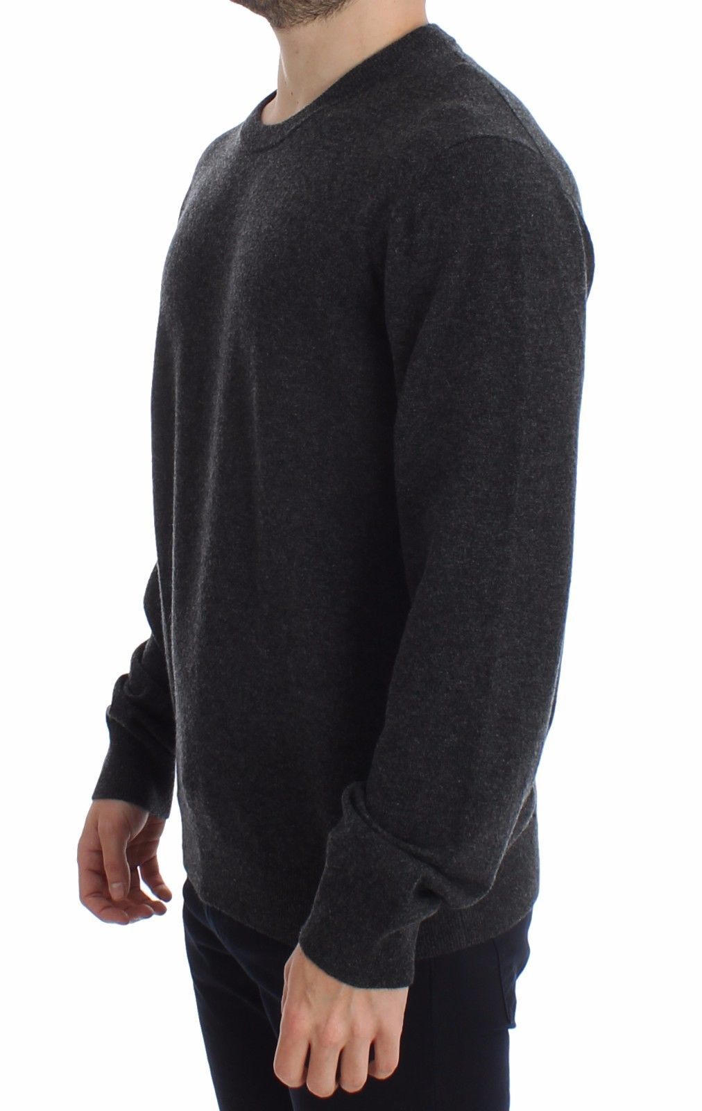 Gray Cashmere Crew-neck Sweater Pullover Top