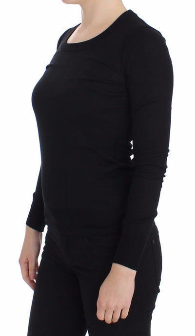 Black Wool Crewneck Sweater Pullover Top