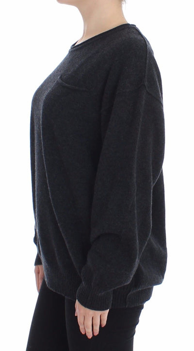 Gray Cashmere Crewneck Sweater Pullover