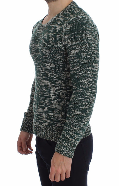Green Wool Knitted Crewneck Sweater Top