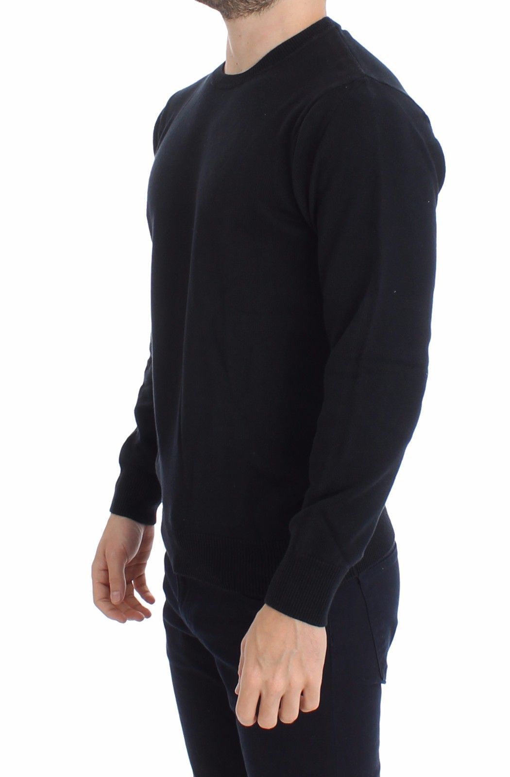 Blue Cotton Cashmere Crew-neck Sweater Pullover