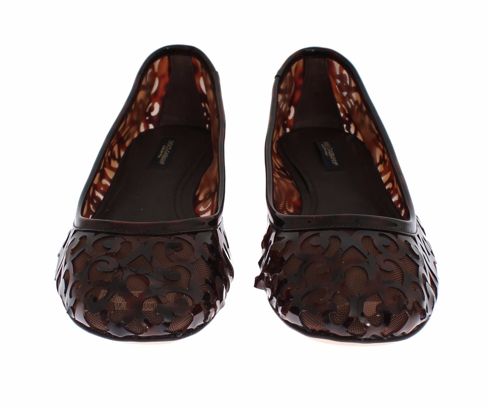 Brown Jacquard PVC Ballet Loafer Flats Shoes