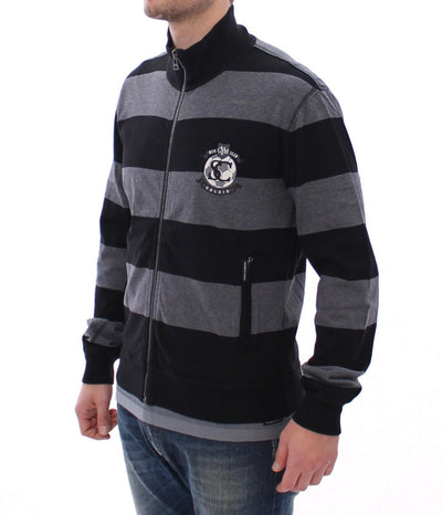 Gray Striped Full Zip Sweater Jacket Jumper
