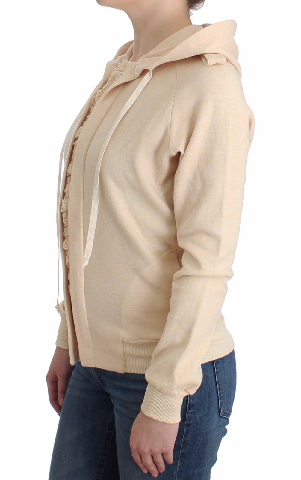 Lingerie Beige Lace Hooded Zip Cardigan Hoodie