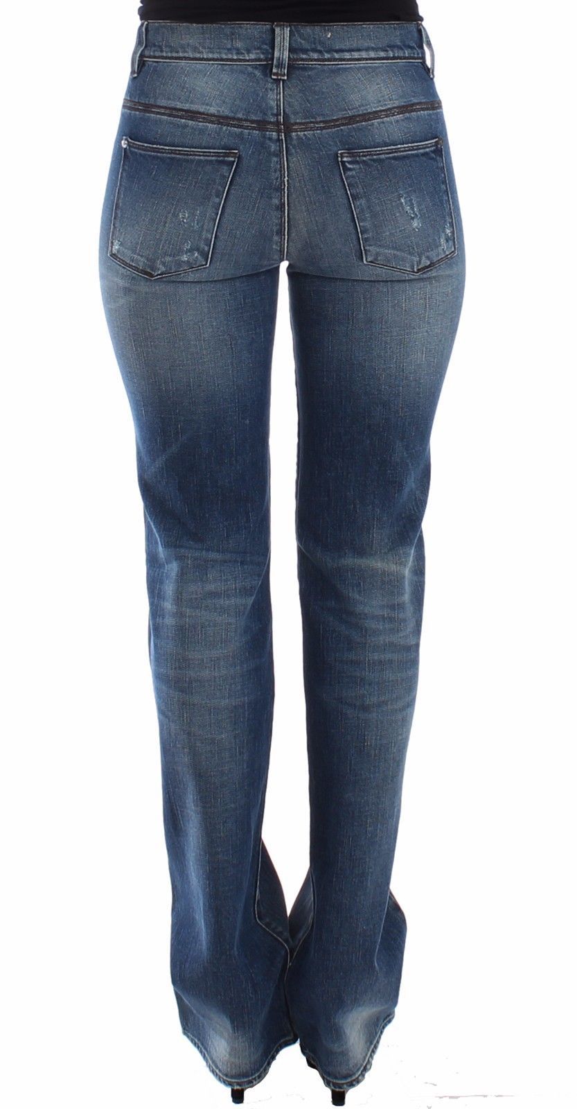 Blue Straight Jeans Denim Pants High Waist