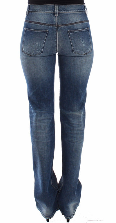 Blue Straight Jeans Denim Pants High Waist