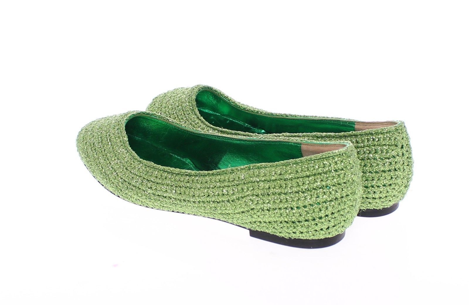 Green Knitted Ballerinas Ballet Flats Shoes