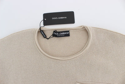 Beige Cashmere Crewneck Sweater Pullover